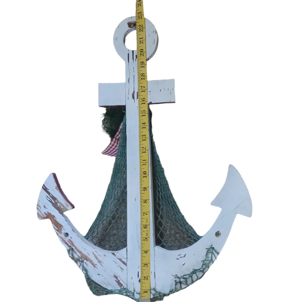 Nautical beachy theme anchor wall/door hanging seasonal decoration with pegs.